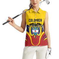 Colombia Football Custom Women Sleeveless Polo Shirt Come On Los Cafeteros Flag Style