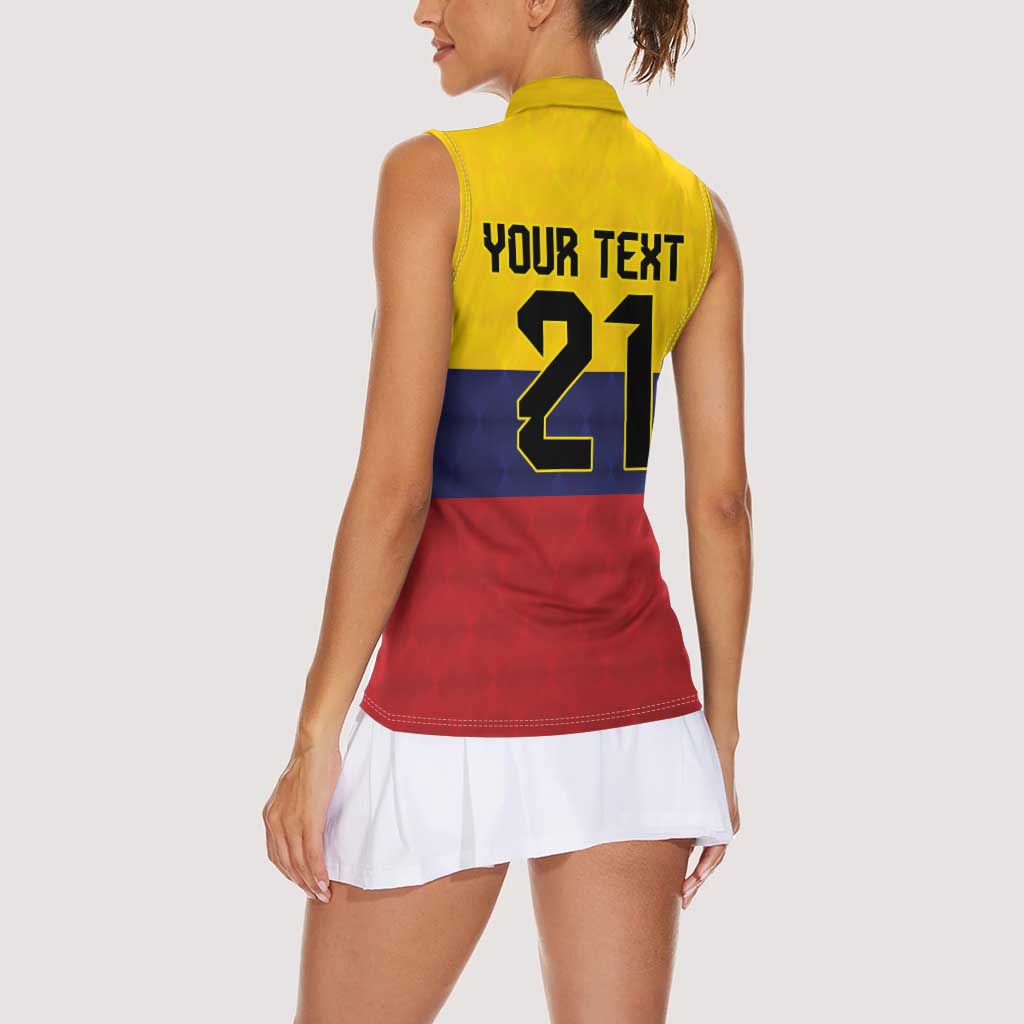 Colombia Football Custom Women Sleeveless Polo Shirt Come On Los Cafeteros Flag Style