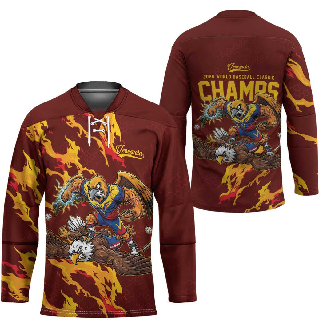 Venezuela WBC 2026 Champions Hockey Jersey Troupial Defeats Eagle