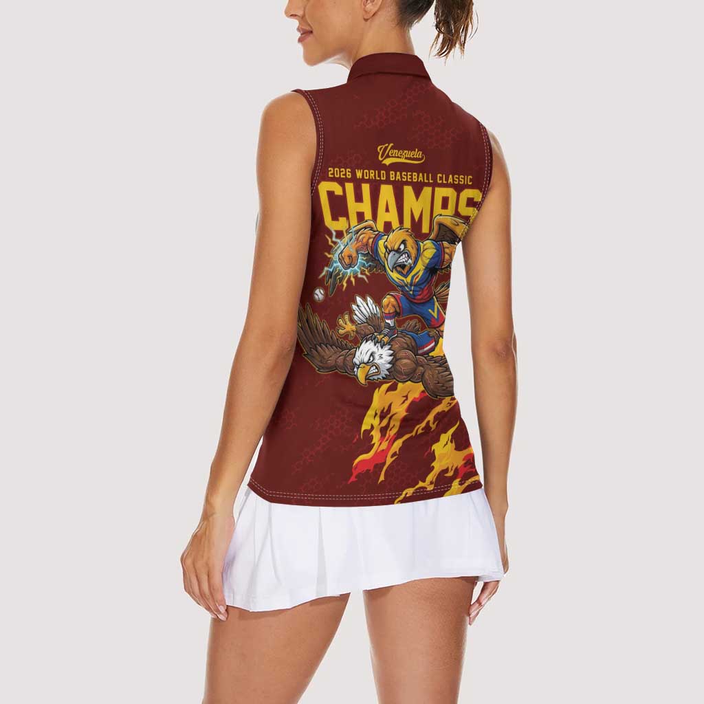 Venezuela WBC 2026 Champions Women Sleeveless Polo Shirt Troupial Defeats Eagle