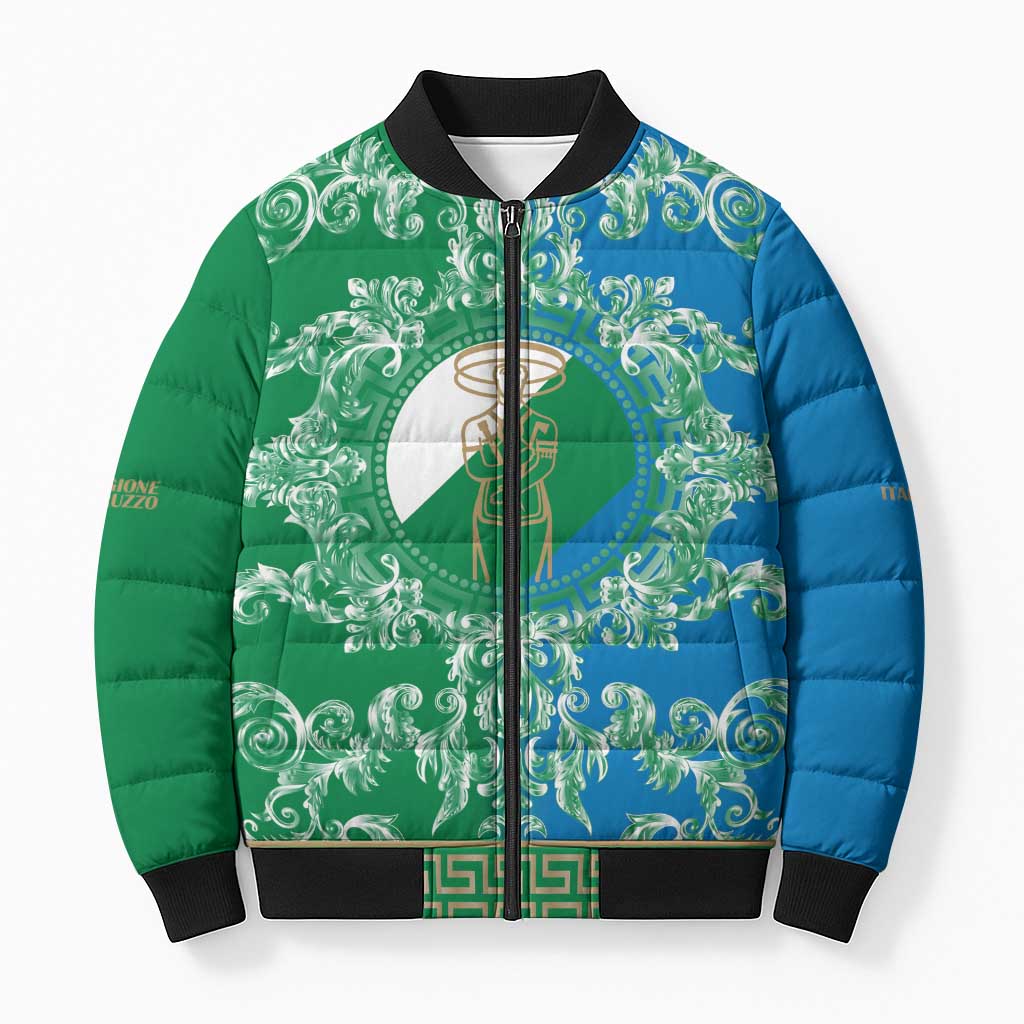 Personalized Italy Abruzzo Bomber Puffer Jacket Baroque Motif