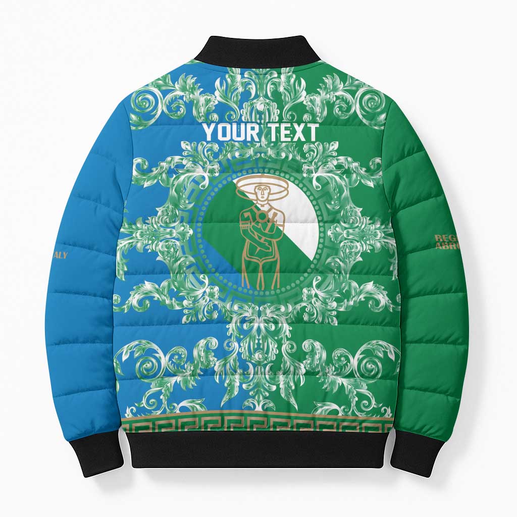 Personalized Italy Abruzzo Bomber Puffer Jacket Baroque Motif