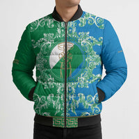 Personalized Italy Abruzzo Bomber Puffer Jacket Baroque Motif