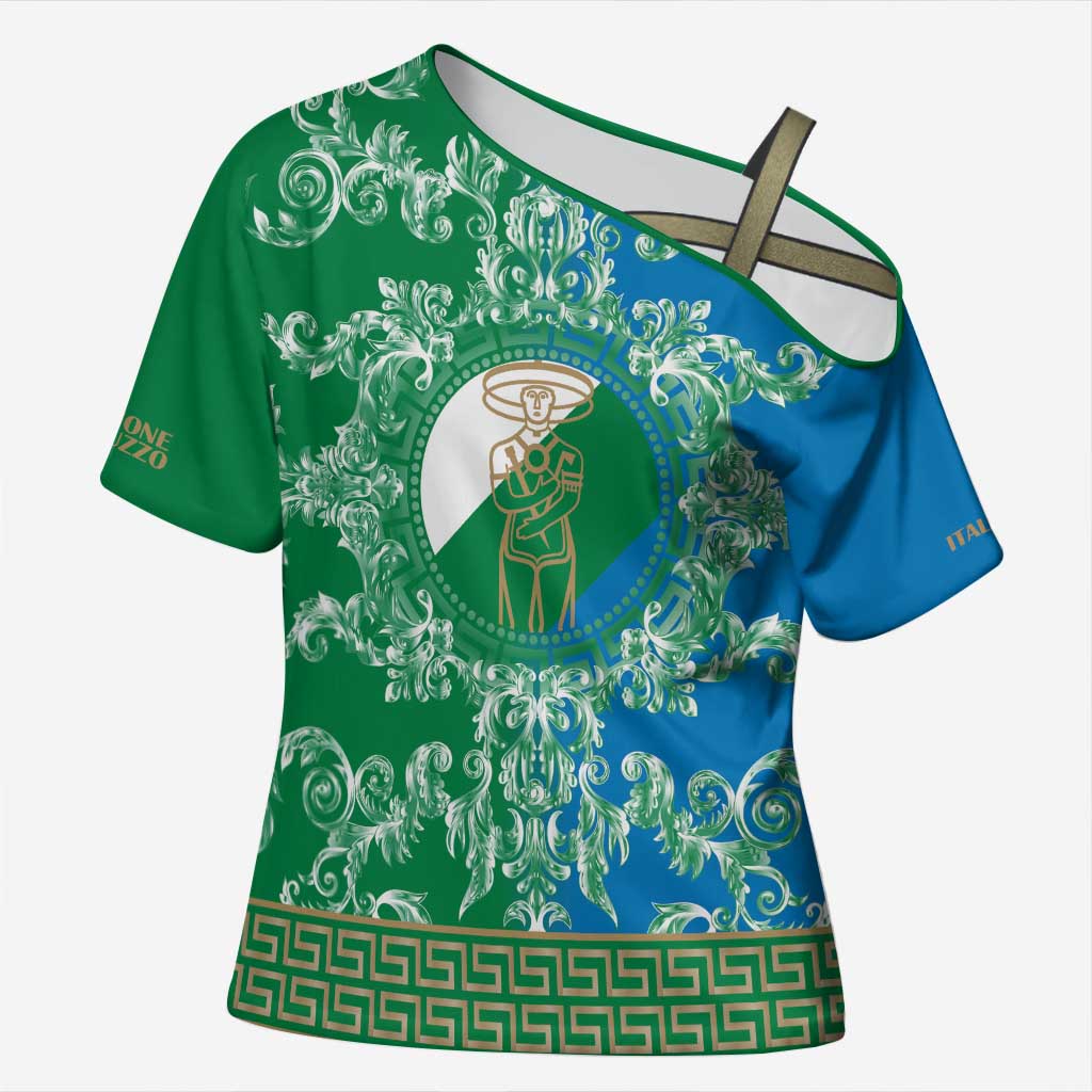 Personalized Italy Abruzzo Cross Shoulder Shirt Baroque Motif