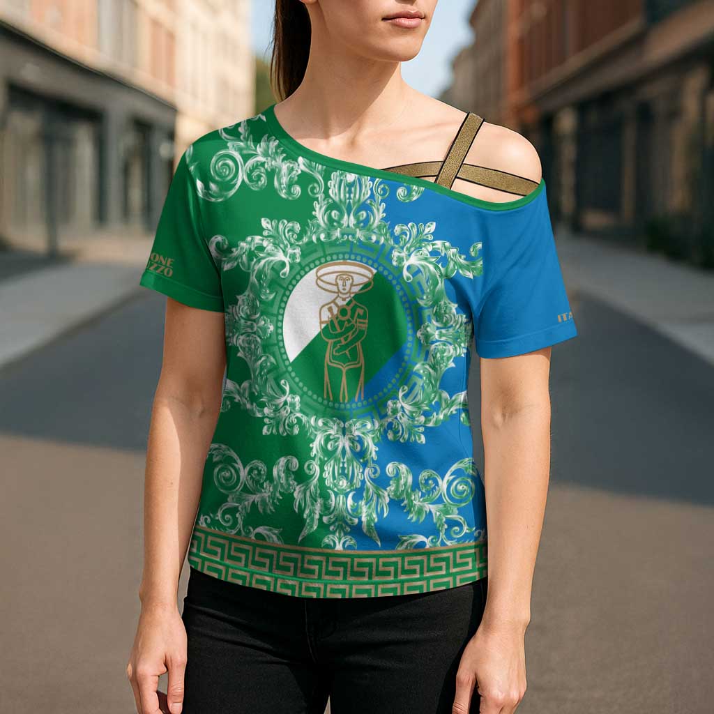 Personalized Italy Abruzzo Cross Shoulder Shirt Baroque Motif