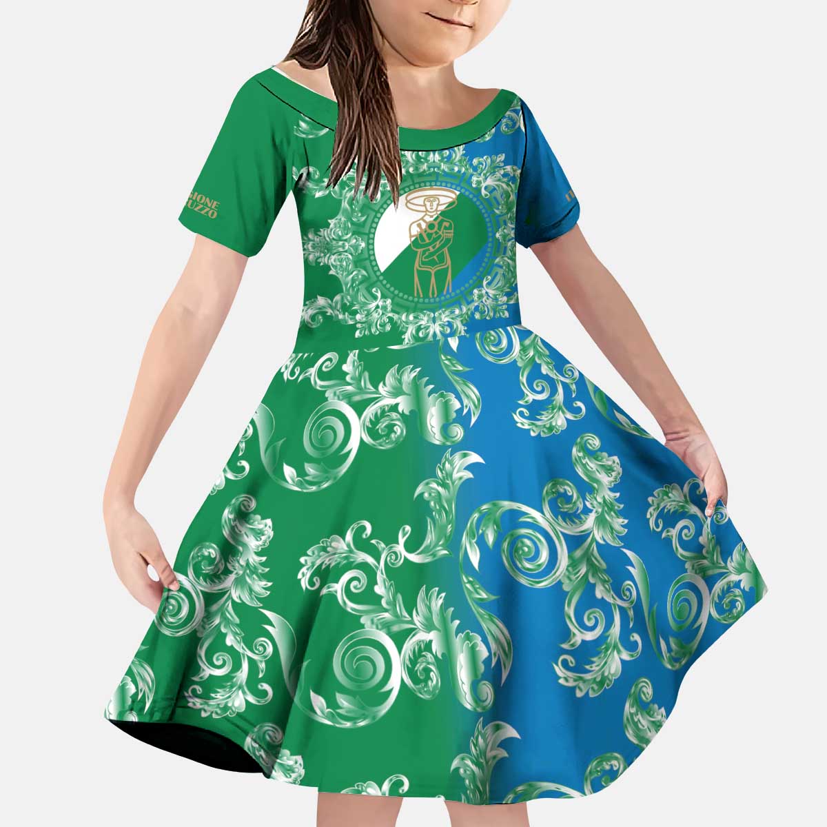 Personalized Italy Abruzzo Kid Short Sleeve Dress Baroque Motif