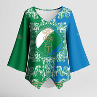 Personalized Italy Abruzzo Kimono Sleeve Blouse Baroque Motif