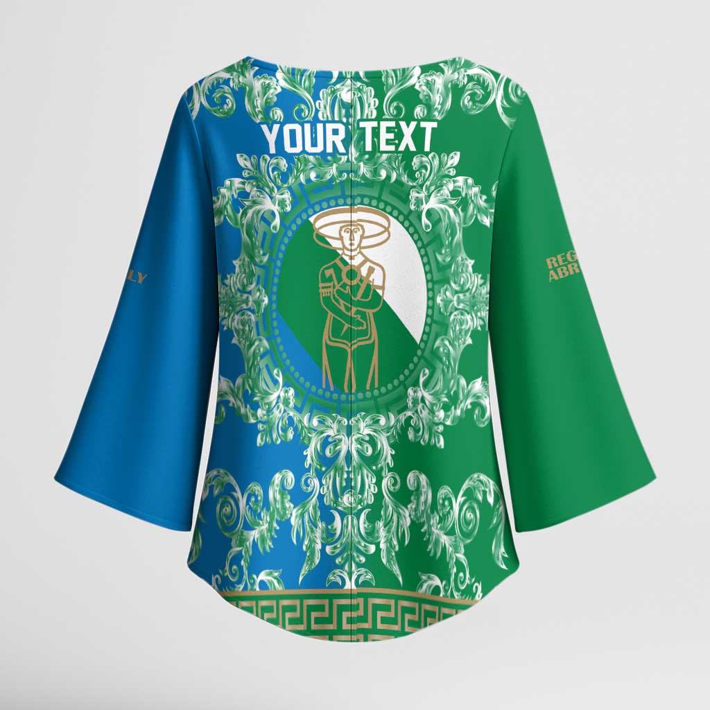 Personalized Italy Abruzzo Kimono Sleeve Blouse Baroque Motif
