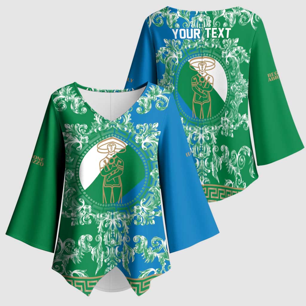 Personalized Italy Abruzzo Kimono Sleeve Blouse Baroque Motif