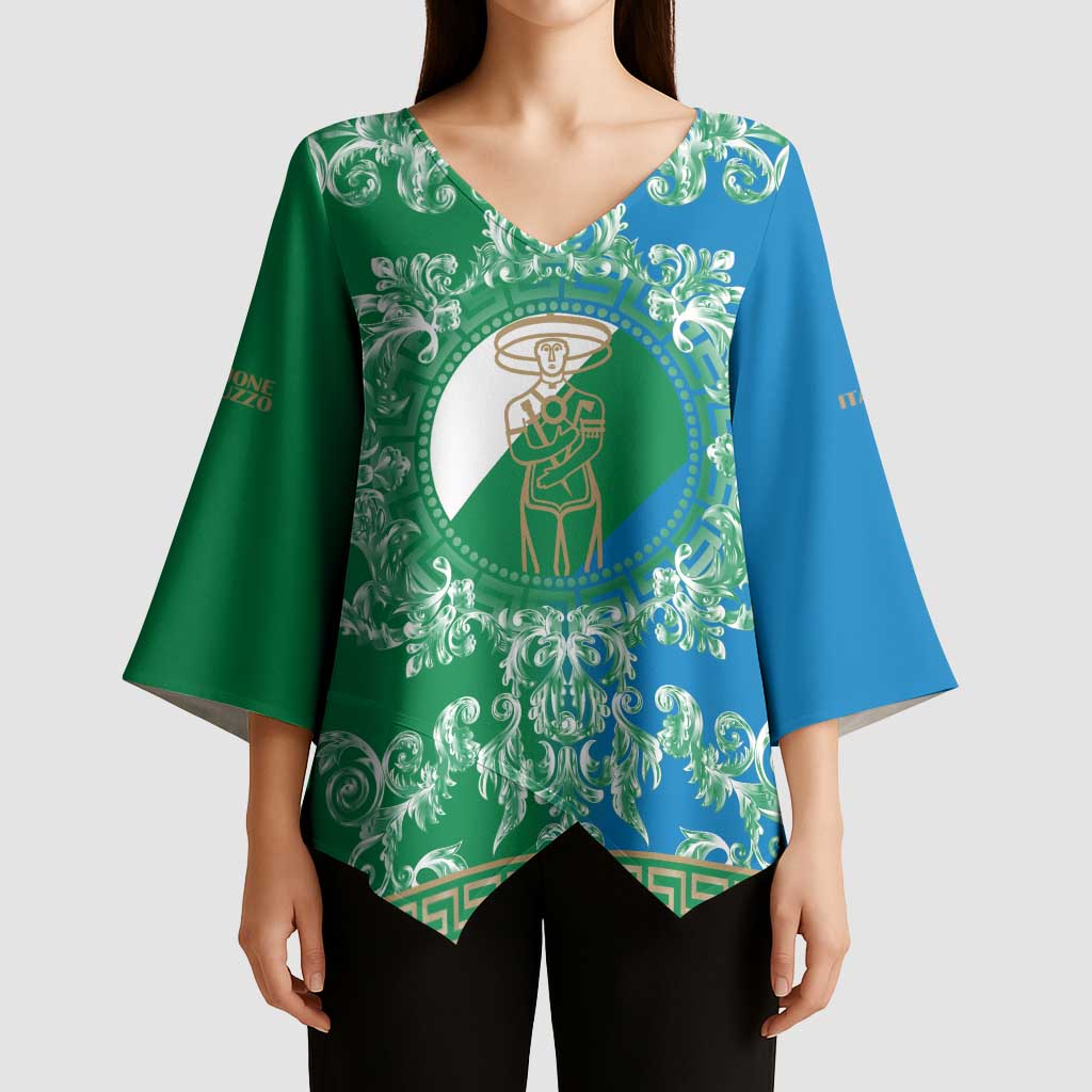 Personalized Italy Abruzzo Kimono Sleeve Blouse Baroque Motif