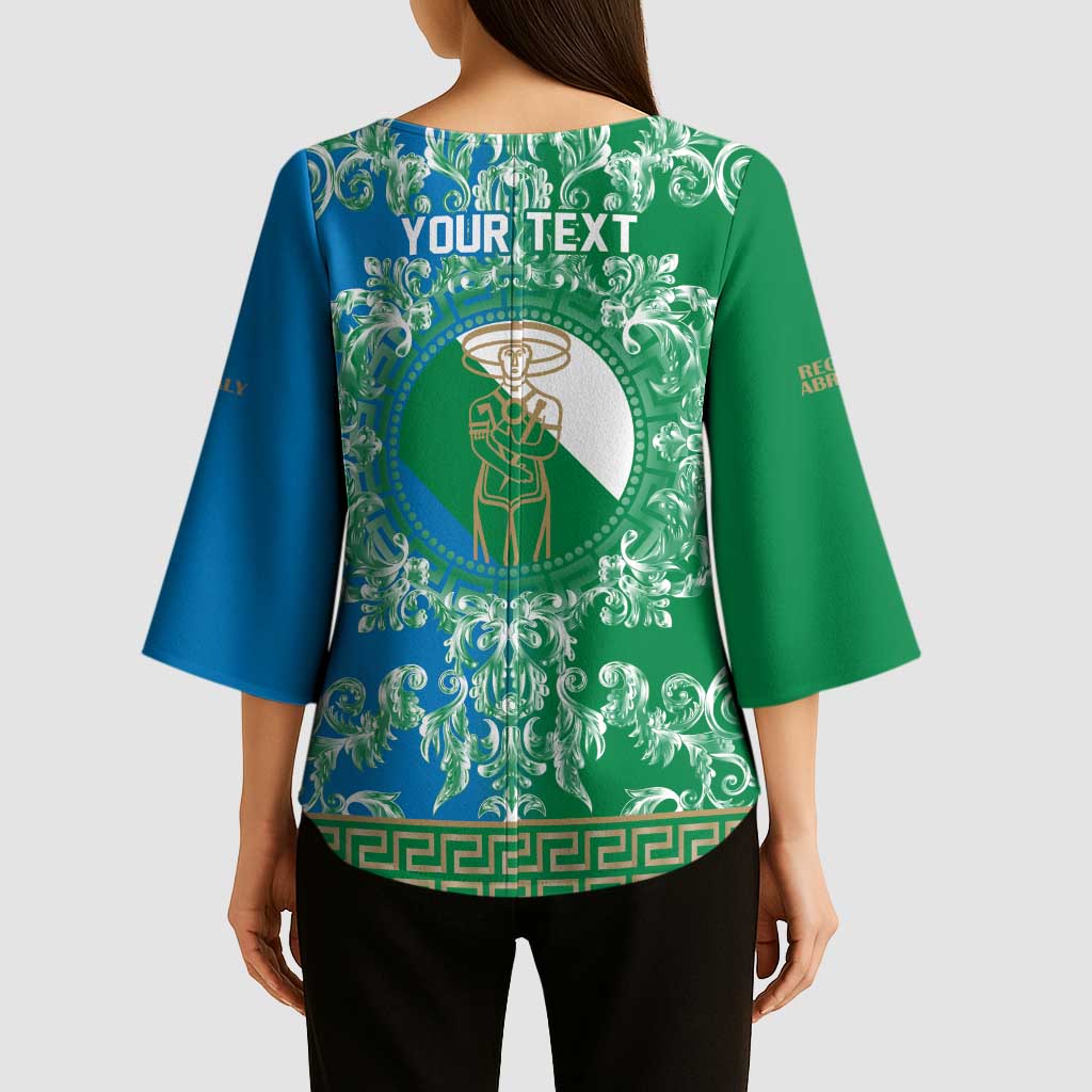 Personalized Italy Abruzzo Kimono Sleeve Blouse Baroque Motif