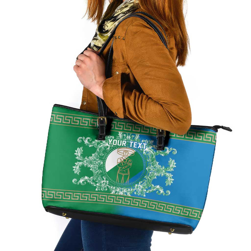 Personalized Italy Abruzzo Leather Tote Bag Baroque Motif