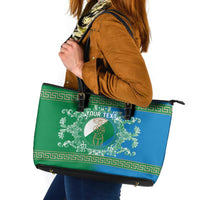 Personalized Italy Abruzzo Leather Tote Bag Baroque Motif