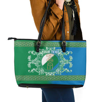 Personalized Italy Abruzzo Leather Tote Bag Baroque Motif