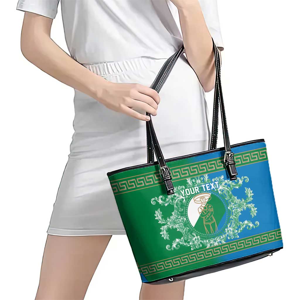 Personalized Italy Abruzzo Leather Tote Bag Baroque Motif
