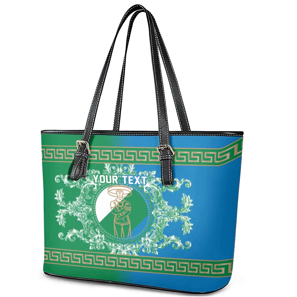 Personalized Italy Abruzzo Leather Tote Bag Baroque Motif