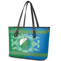 Personalized Italy Abruzzo Leather Tote Bag Baroque Motif