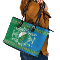 Personalized Italy Abruzzo Leather Tote Bag Baroque Motif