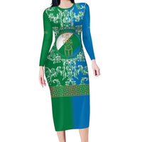 Personalized Italy Abruzzo Long Sleeve Bodycon Dress Baroque Motif