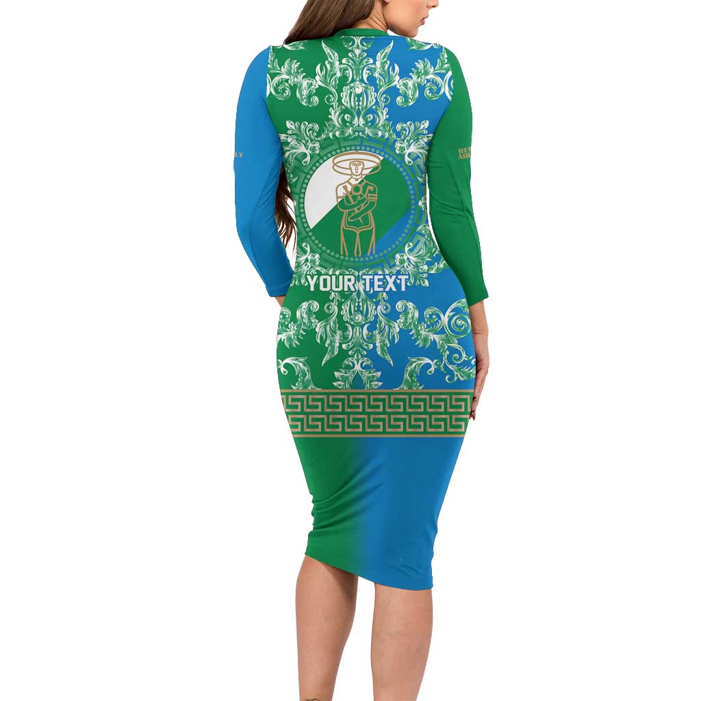 Personalized Italy Abruzzo Long Sleeve Bodycon Dress Baroque Motif