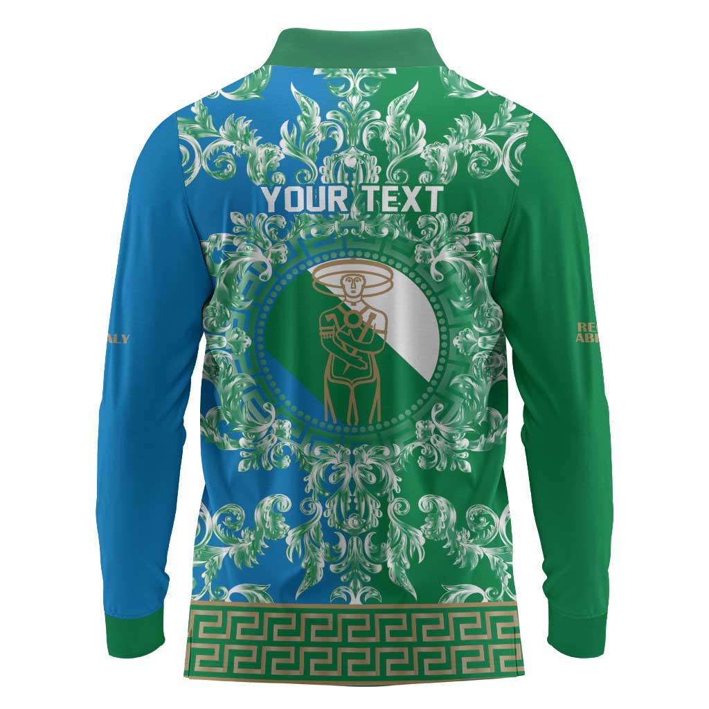 Personalized Italy Abruzzo Long Sleeve Polo Shirt Baroque Motif