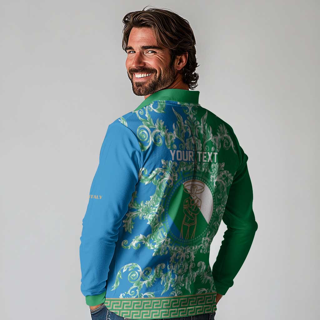 Personalized Italy Abruzzo Long Sleeve Polo Shirt Baroque Motif