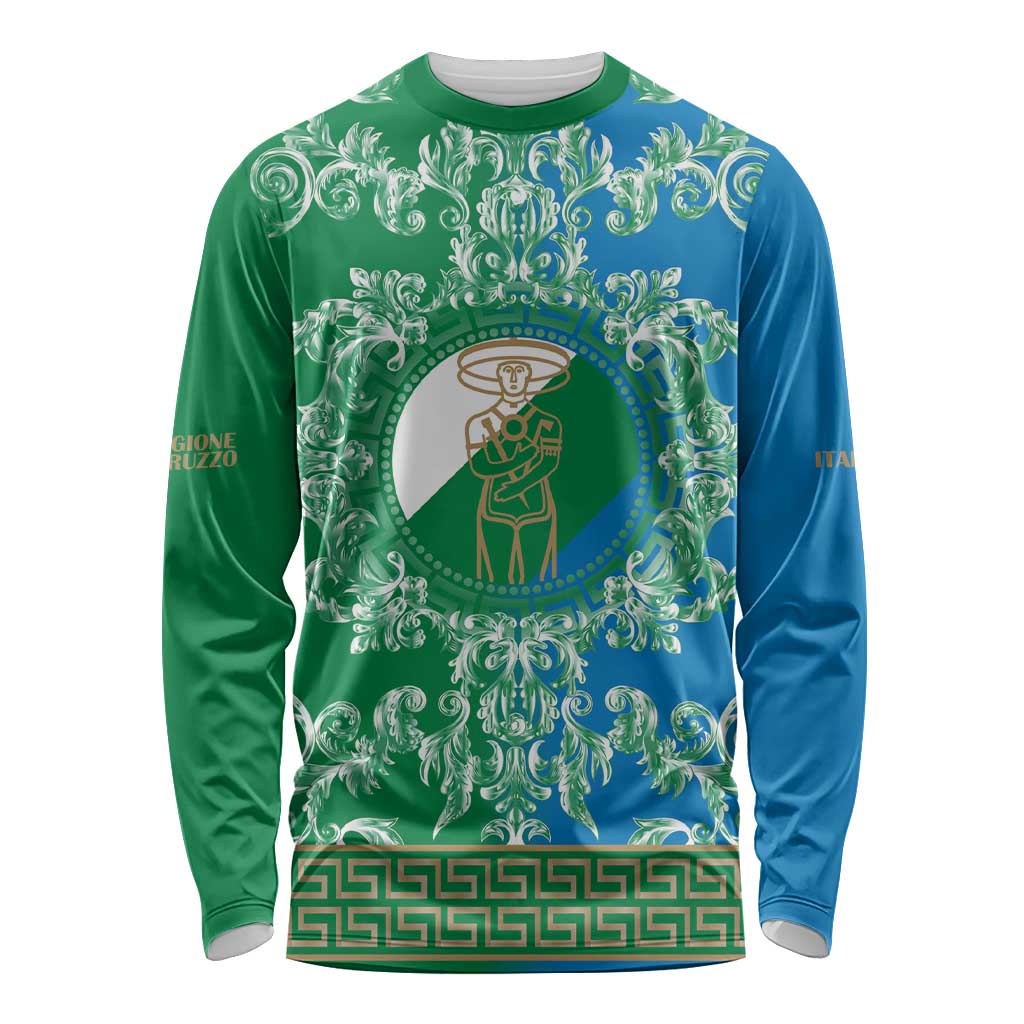 Personalized Italy Abruzzo Long Sleeve Shirt Baroque Motif