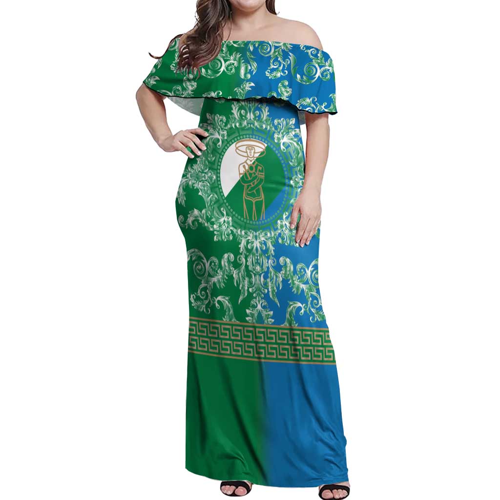 Personalized Italy Abruzzo Off Shoulder Maxi Dress Baroque Motif
