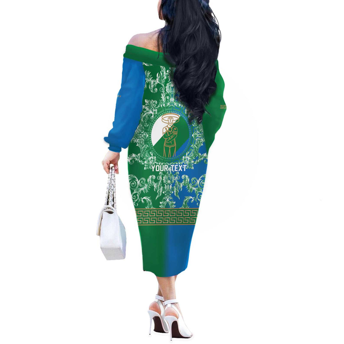 Personalized Italy Abruzzo Off The Shoulder Long Sleeve Dress Baroque Motif