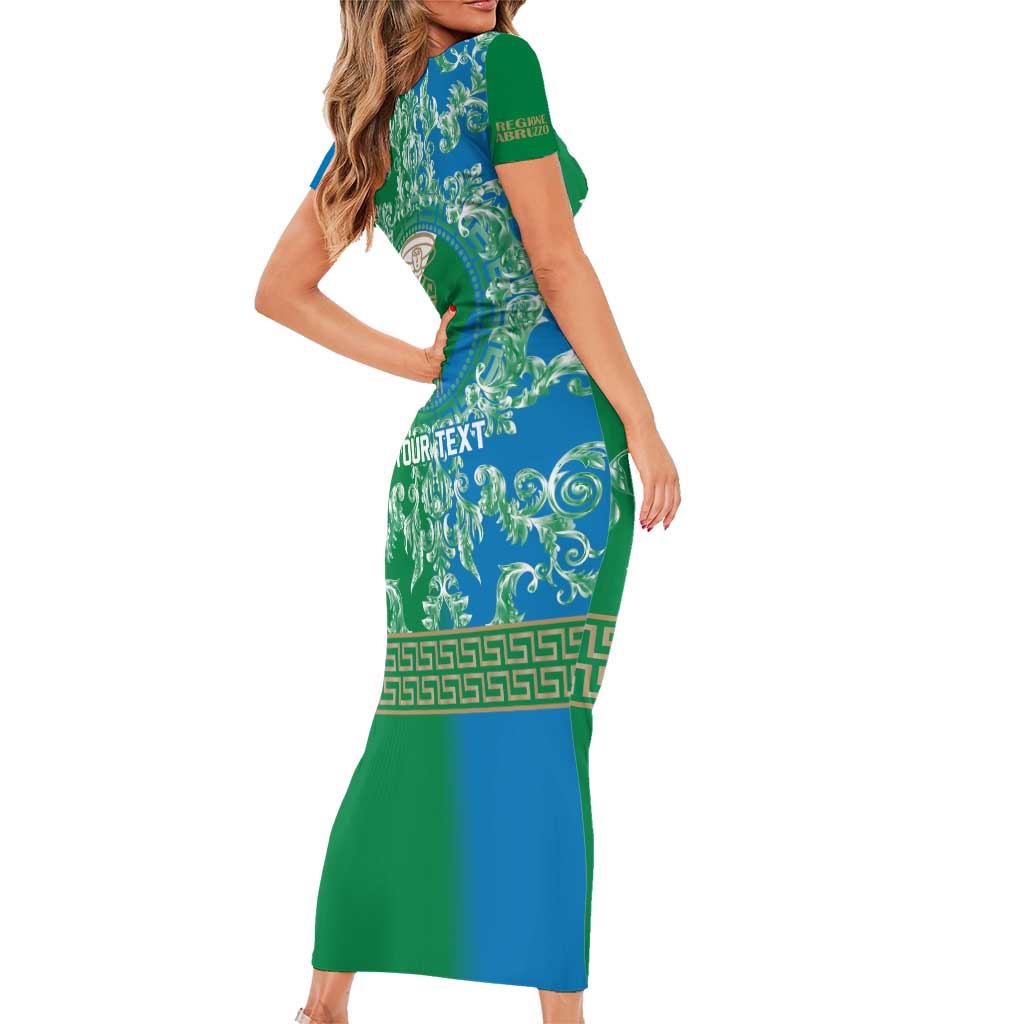 Personalized Italy Abruzzo Short Sleeve Bodycon Dress Baroque Motif