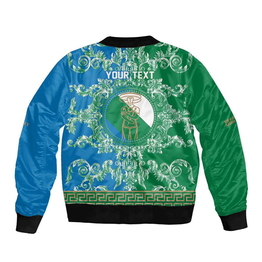 Personalized Italy Abruzzo Sleeve Zip Bomber Jacket Baroque Motif