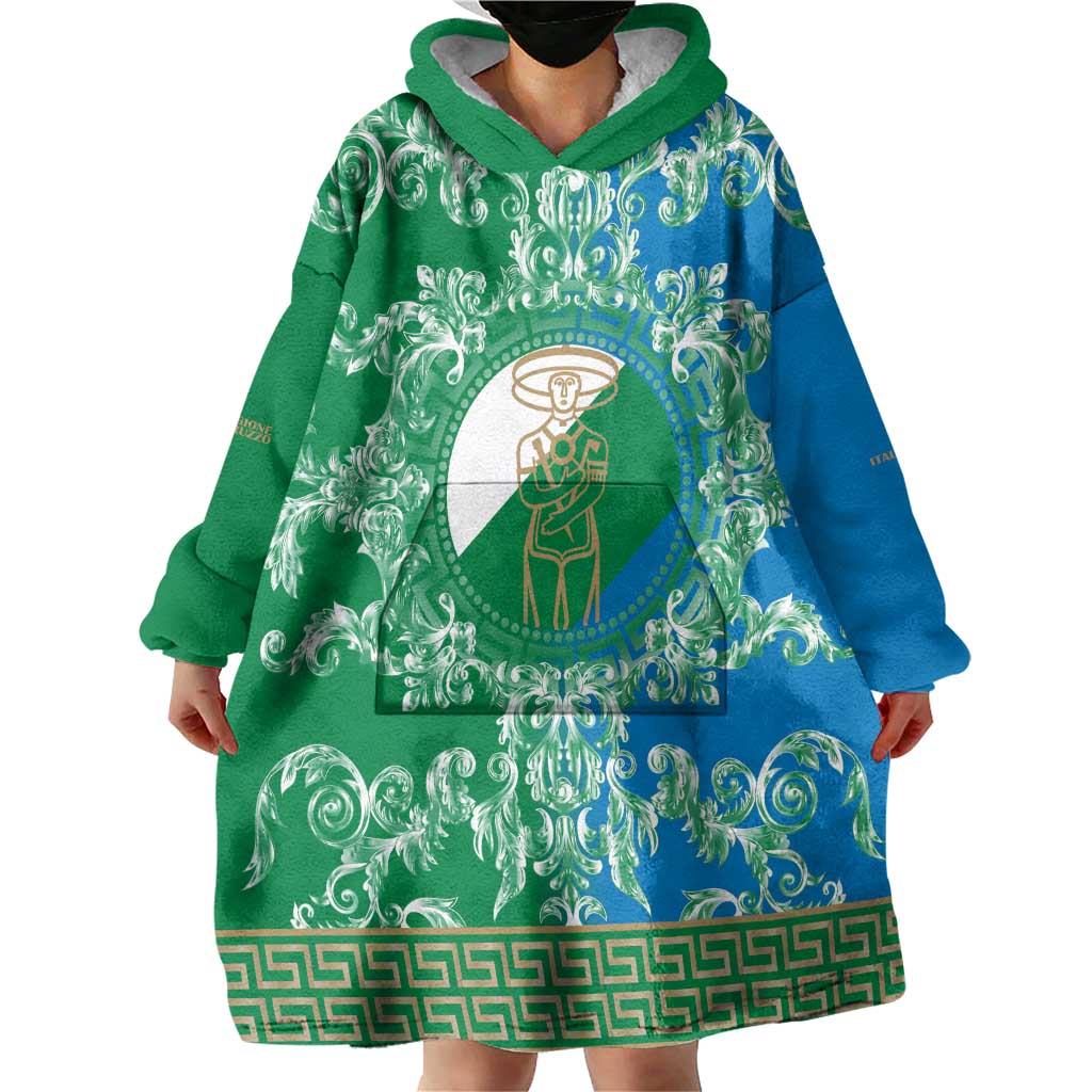 Personalized Italy Abruzzo Wearable Blanket Hoodie Baroque Motif