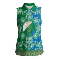 Personalized Italy Abruzzo Women Sleeveless Polo Shirt Baroque Motif
