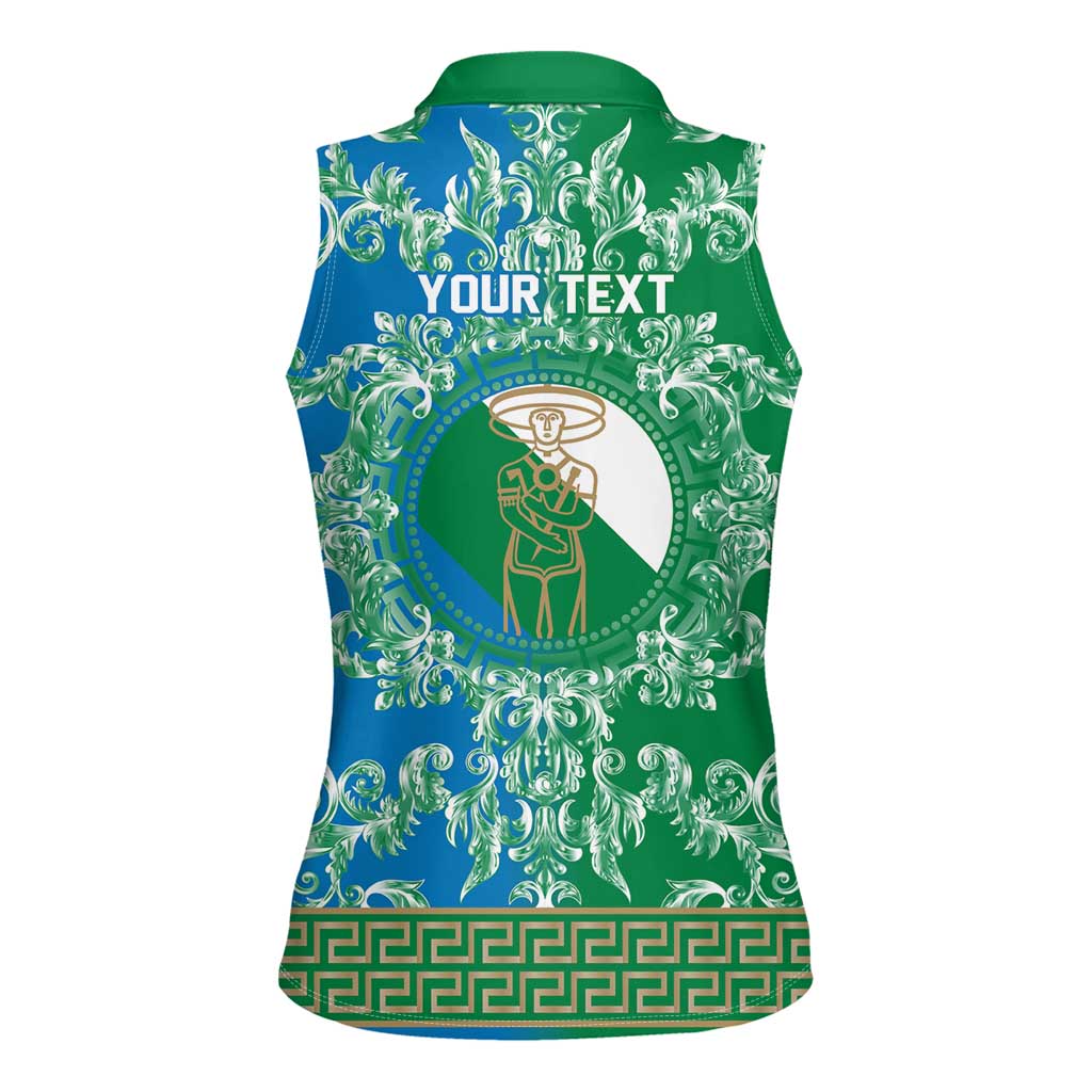 Personalized Italy Abruzzo Women Sleeveless Polo Shirt Baroque Motif