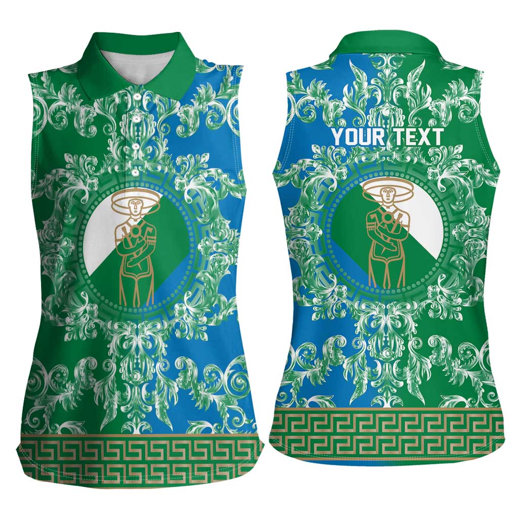 Personalized Italy Abruzzo Women Sleeveless Polo Shirt Baroque Motif
