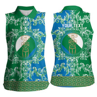 Personalized Italy Abruzzo Women Sleeveless Polo Shirt Baroque Motif