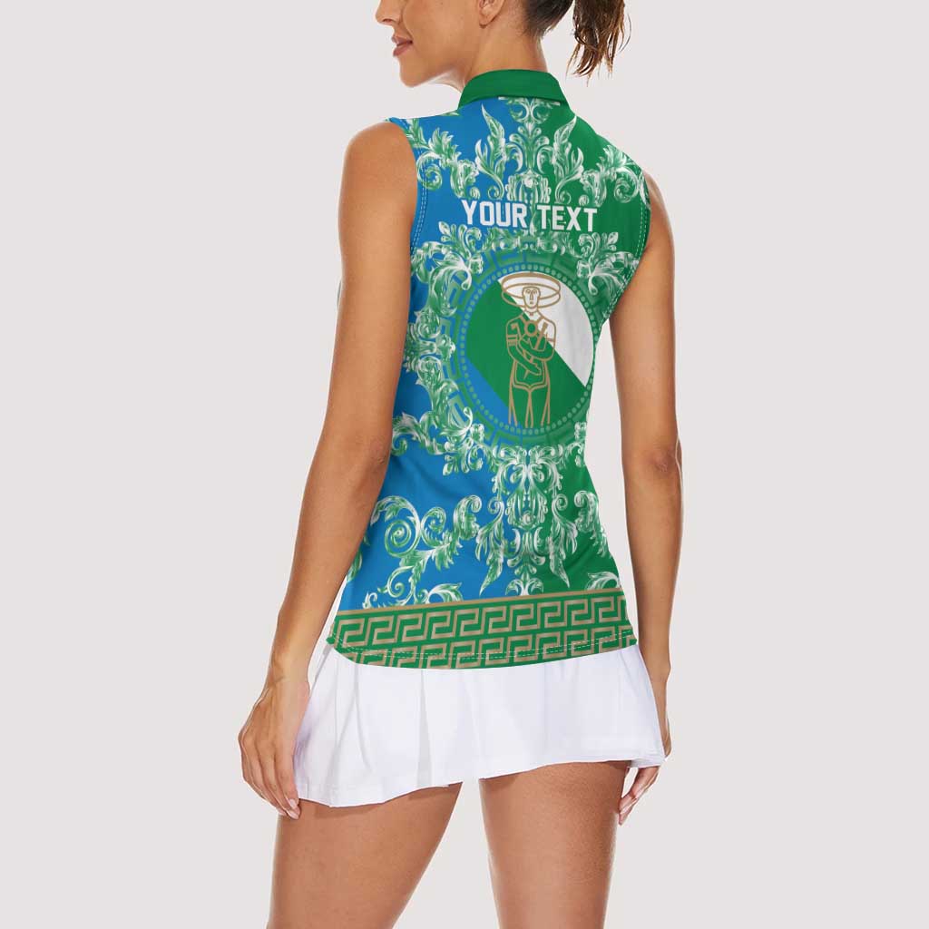 Personalized Italy Abruzzo Women Sleeveless Polo Shirt Baroque Motif