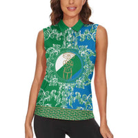 Personalized Italy Abruzzo Women Sleeveless Polo Shirt Baroque Motif