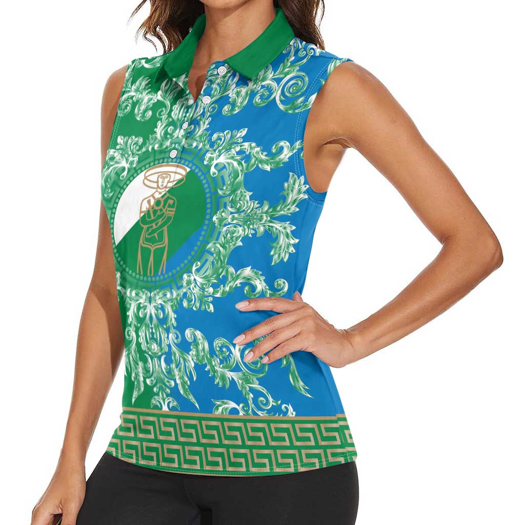 Personalized Italy Abruzzo Women Sleeveless Polo Shirt Baroque Motif