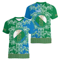 Personalized Italy Abruzzo Women V-Neck T-Shirt Baroque Motif