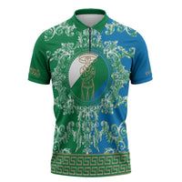 Personalized Italy Abruzzo Zipper Polo Shirt Baroque Motif