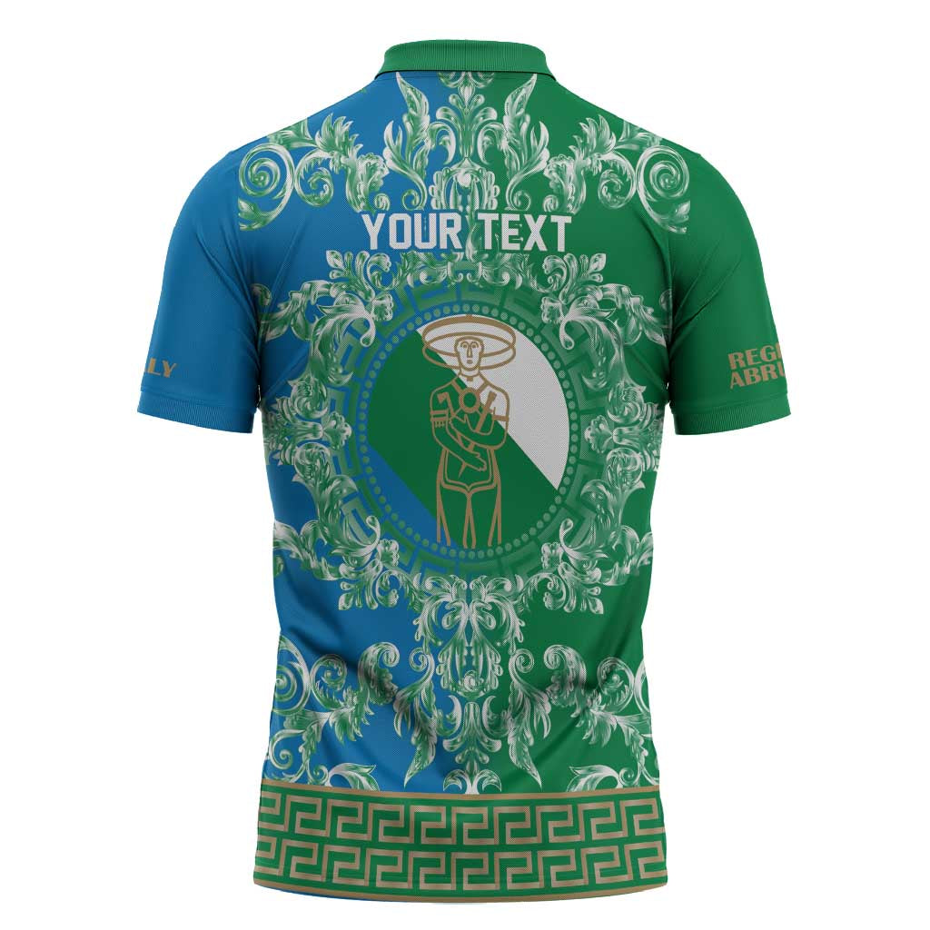 Personalized Italy Abruzzo Zipper Polo Shirt Baroque Motif