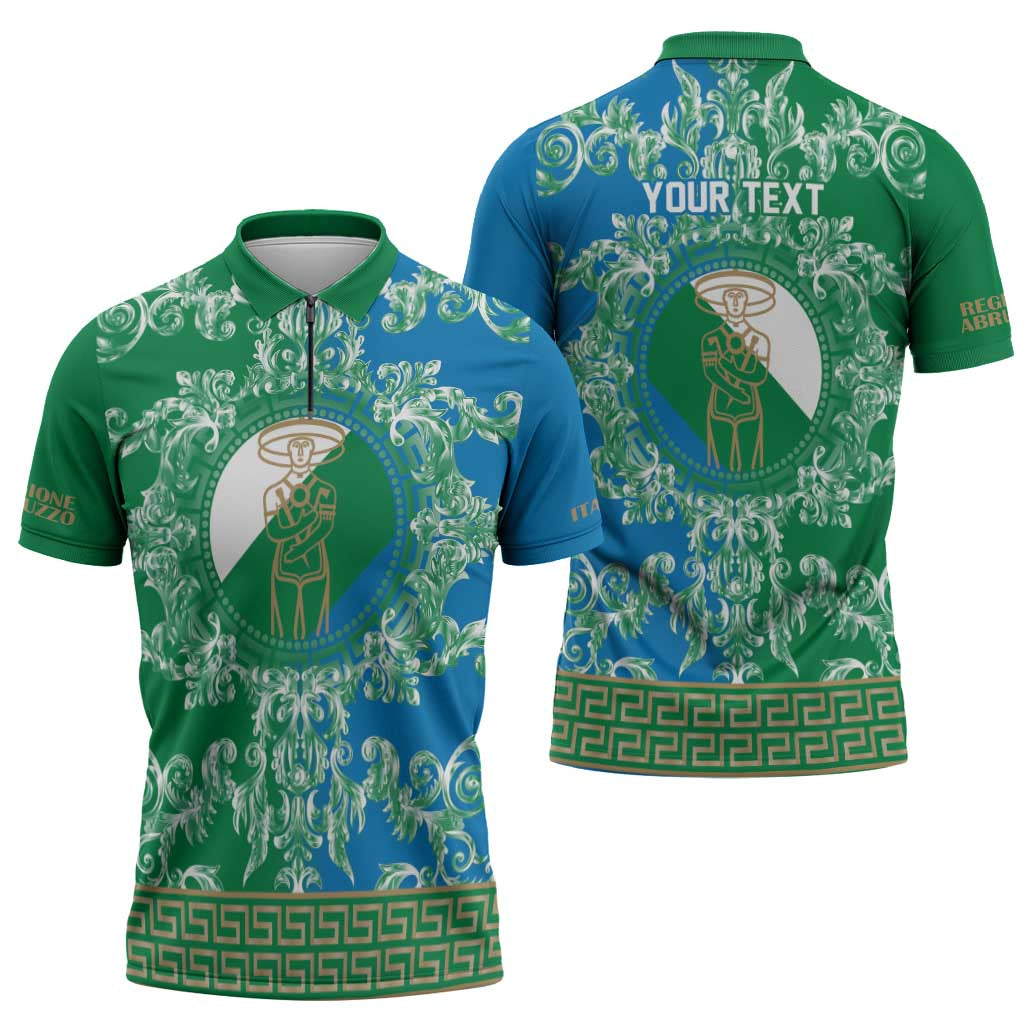 Personalized Italy Abruzzo Zipper Polo Shirt Baroque Motif