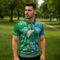 Personalized Italy Abruzzo Zipper Polo Shirt Baroque Motif