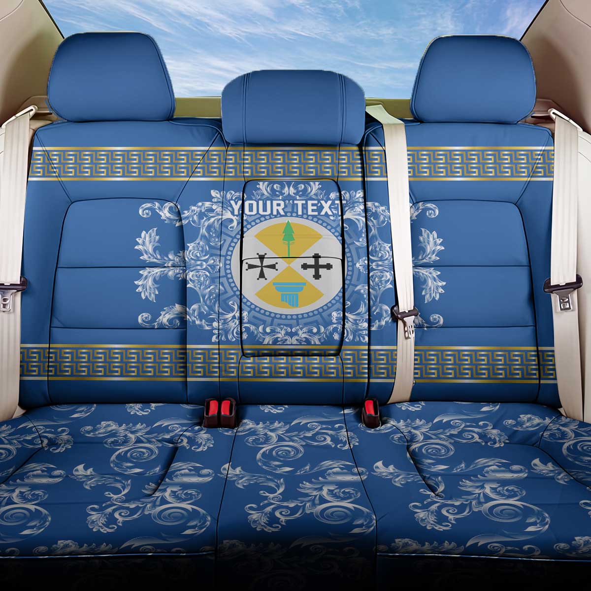 Personalized Italy Calabria Back Car Seat Cover Baroque Motif