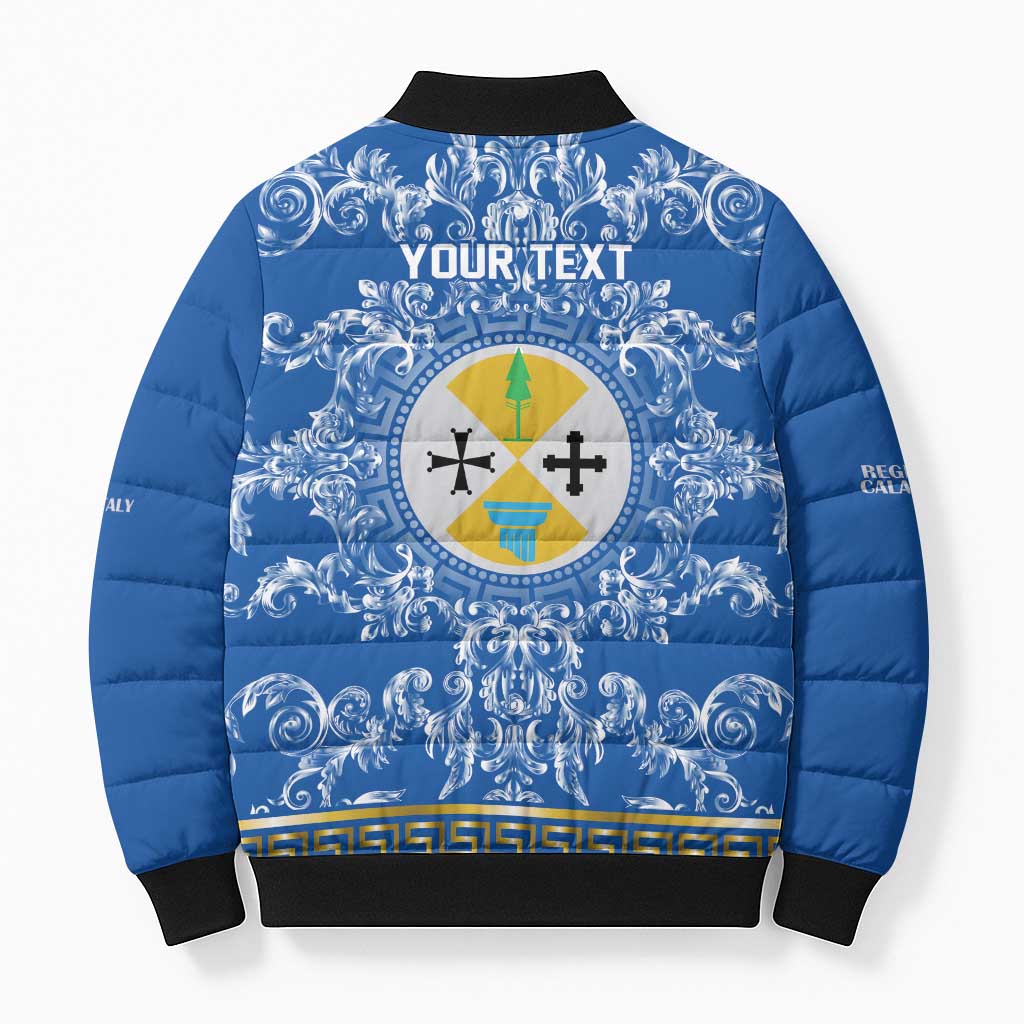 Personalized Italy Calabria Bomber Puffer Jacket Baroque Motif