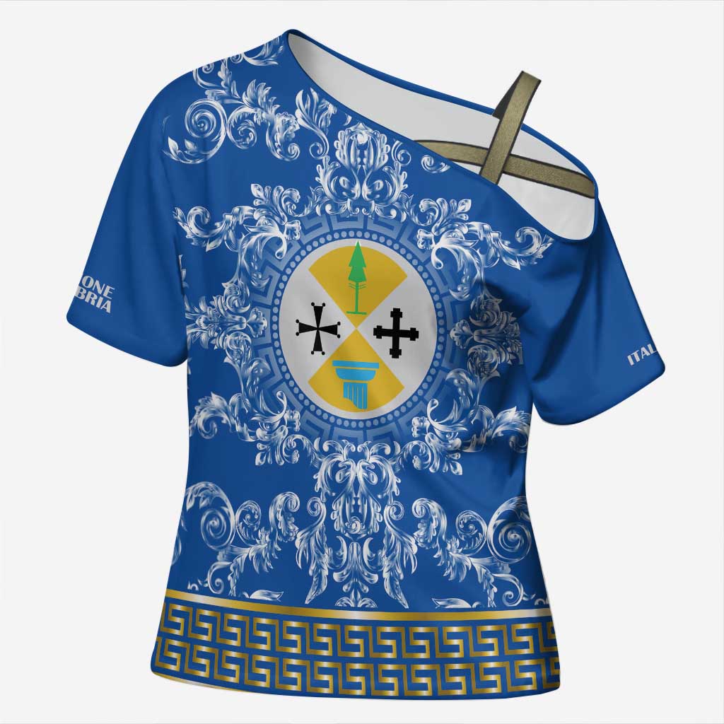 Personalized Italy Calabria Cross Shoulder Shirt Baroque Motif