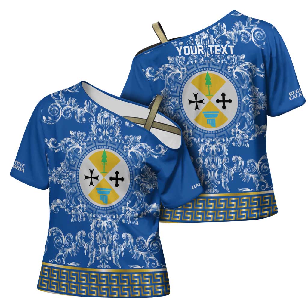 Personalized Italy Calabria Cross Shoulder Shirt Baroque Motif