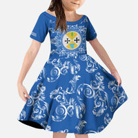 Personalized Italy Calabria Kid Short Sleeve Dress Baroque Motif