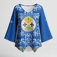 Personalized Italy Calabria Kimono Sleeve Blouse Baroque Motif